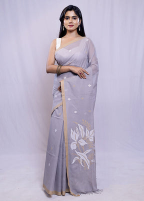 Grey Matka Silk Saree With Blouse Piece - Indian Silk House Agencies