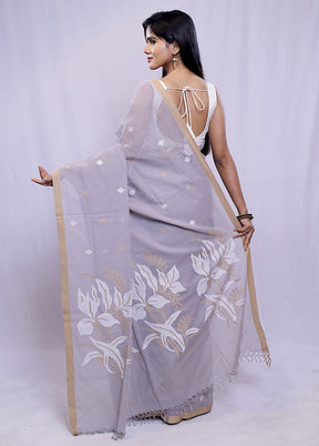 Grey Matka Silk Saree With Blouse Piece - Indian Silk House Agencies