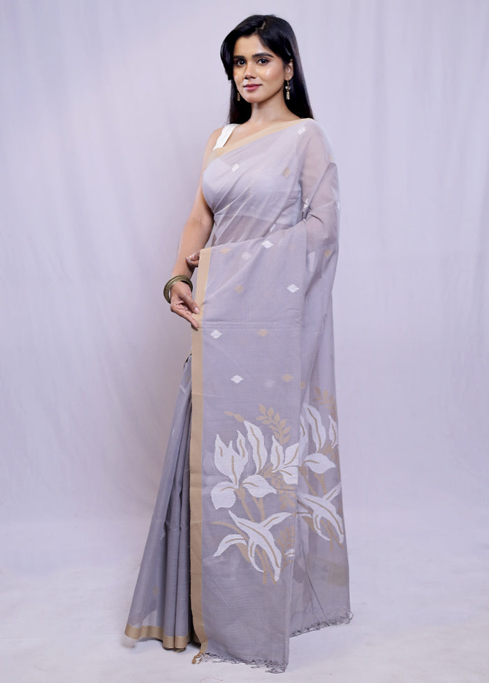 Grey Matka Silk Saree With Blouse Piece - Indian Silk House Agencies