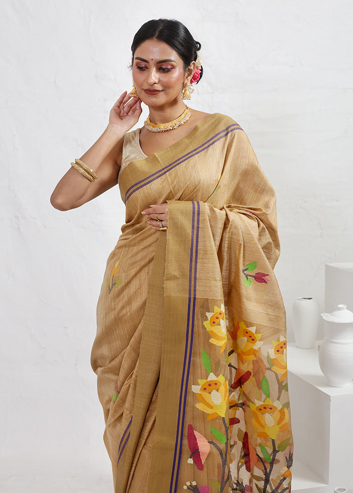 Brown Matka Pure Silk Saree With Blouse Piece - Indian Silk House Agencies