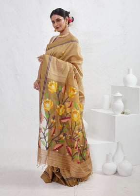 Brown Matka Pure Silk Saree With Blouse Piece - Indian Silk House Agencies