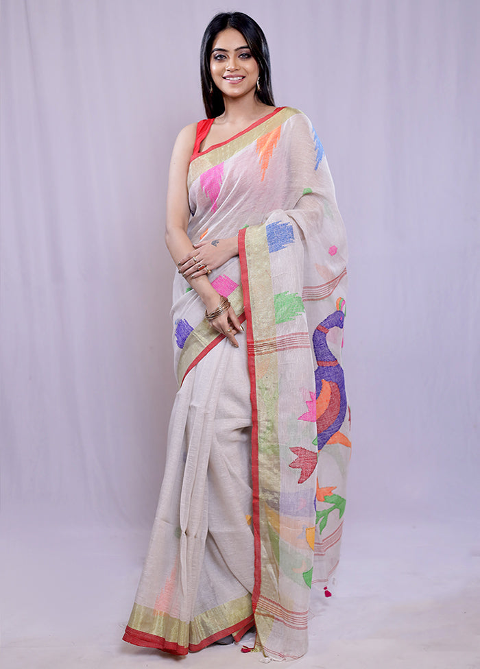 Grey Matka Silk Saree With Blouse Piece - Indian Silk House Agencies