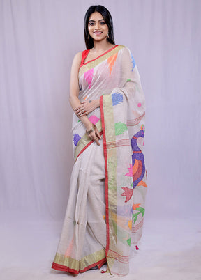 Grey Matka Silk Saree With Blouse Piece - Indian Silk House Agencies