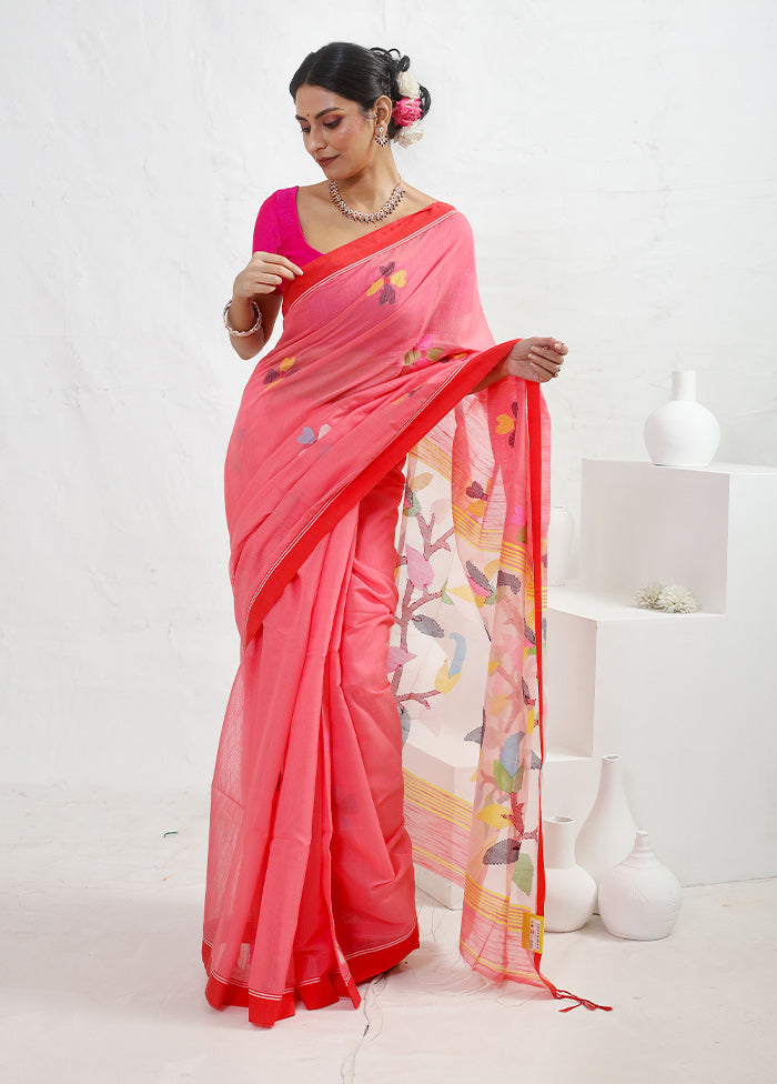 Pink Matka Silk Saree With Blouse Piece - Indian Silk House Agencies