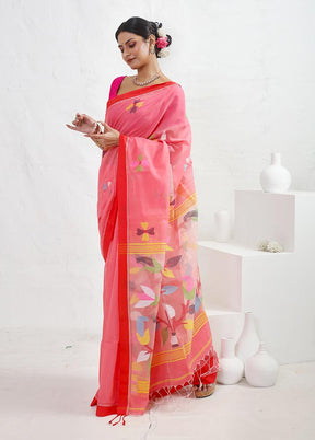 Pink Matka Silk Saree With Blouse Piece - Indian Silk House Agencies