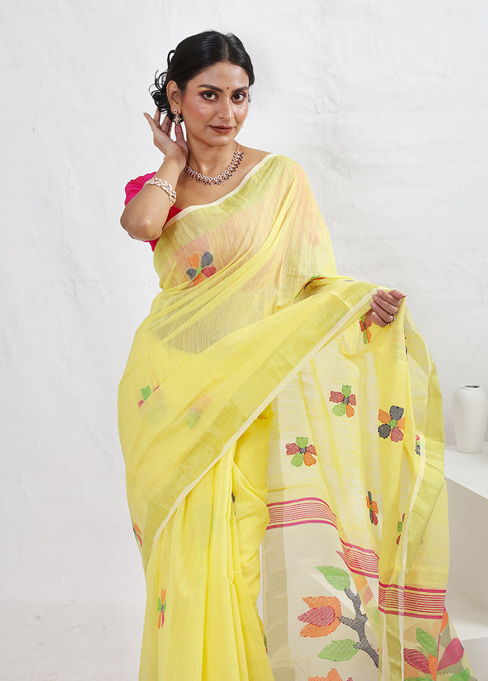 Yellow Matka Silk Saree With Blouse Piece - Indian Silk House Agencies