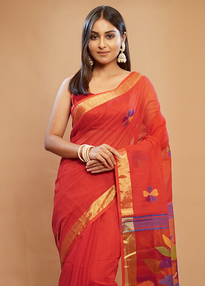 Red Matka Silk Saree With Blouse Piece - Indian Silk House Agencies