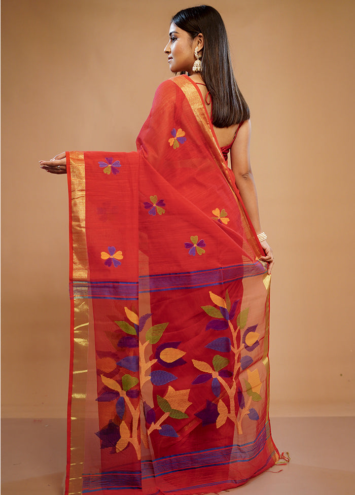 Red Matka Silk Saree With Blouse Piece - Indian Silk House Agencies