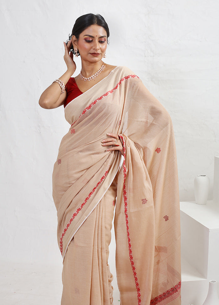 Cream Matka Silk Saree With Blouse Piece - Indian Silk House Agencies