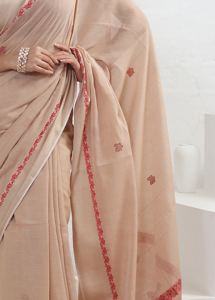 Cream Matka Silk Saree With Blouse Piece - Indian Silk House Agencies