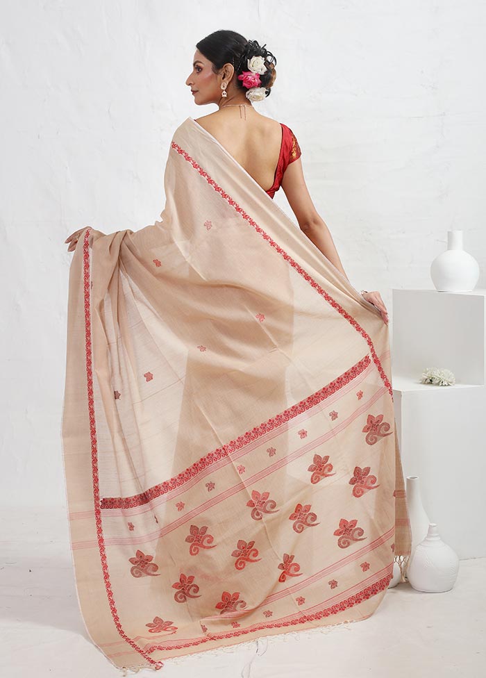 Cream Matka Silk Saree With Blouse Piece - Indian Silk House Agencies