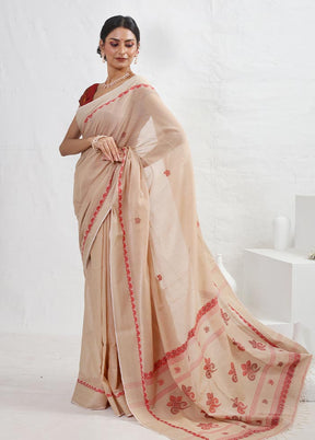 Cream Matka Silk Saree With Blouse Piece - Indian Silk House Agencies