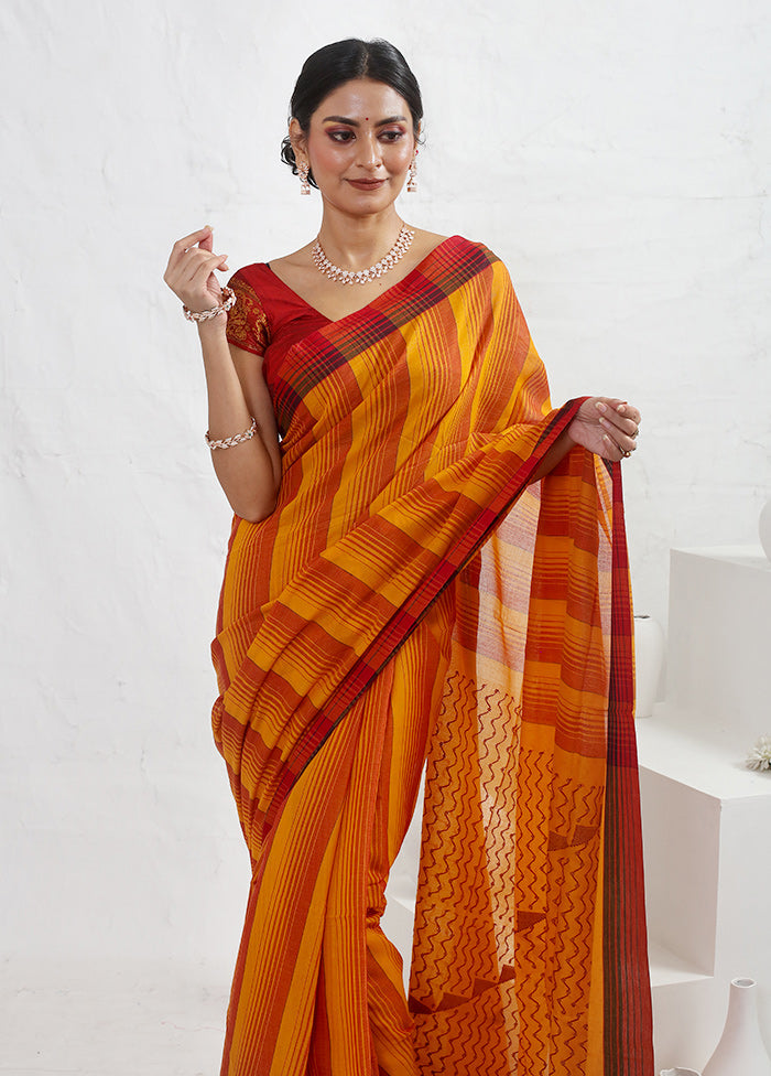 Orange Matka Silk Saree With Blouse Piece - Indian Silk House Agencies