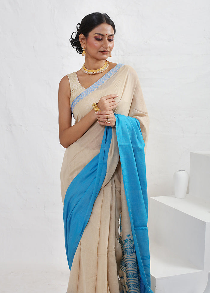 Cream Matka Silk Saree With Blouse Piece - Indian Silk House Agencies