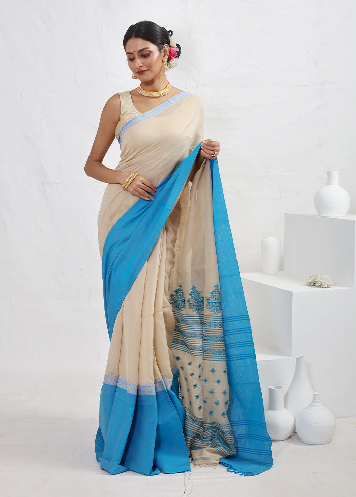 Cream Matka Silk Saree With Blouse Piece - Indian Silk House Agencies