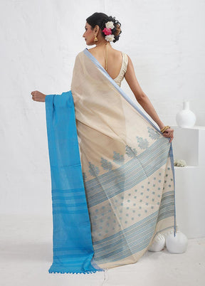 Cream Matka Silk Saree With Blouse Piece - Indian Silk House Agencies