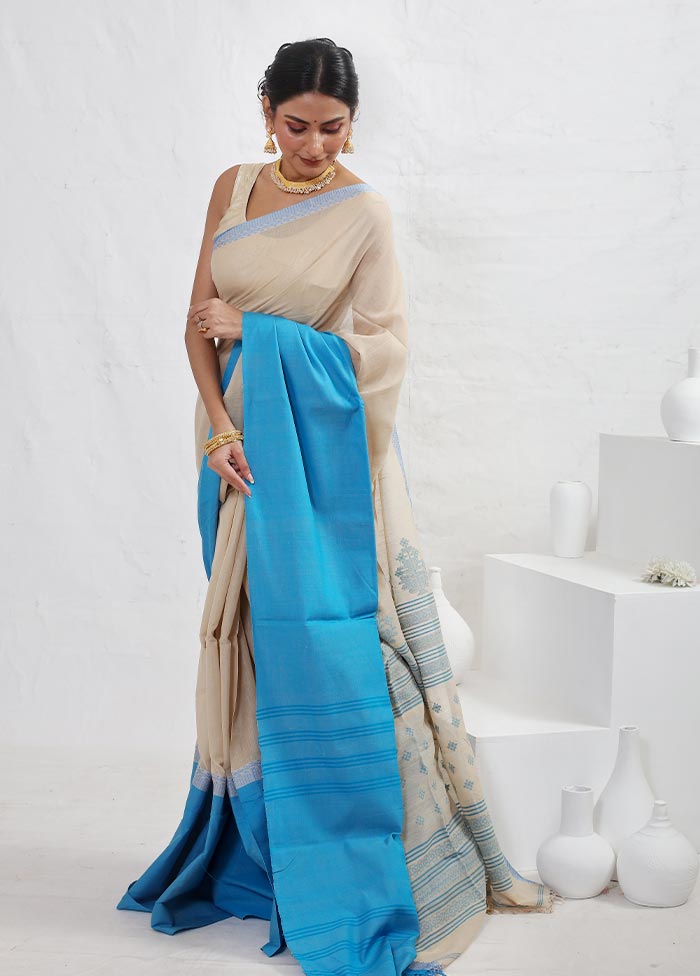 Cream Matka Silk Saree With Blouse Piece - Indian Silk House Agencies