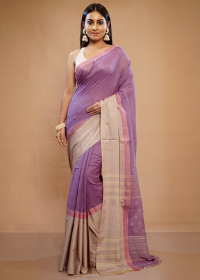 Purple Matka Silk Saree With Blouse Piece - Indian Silk House Agencies