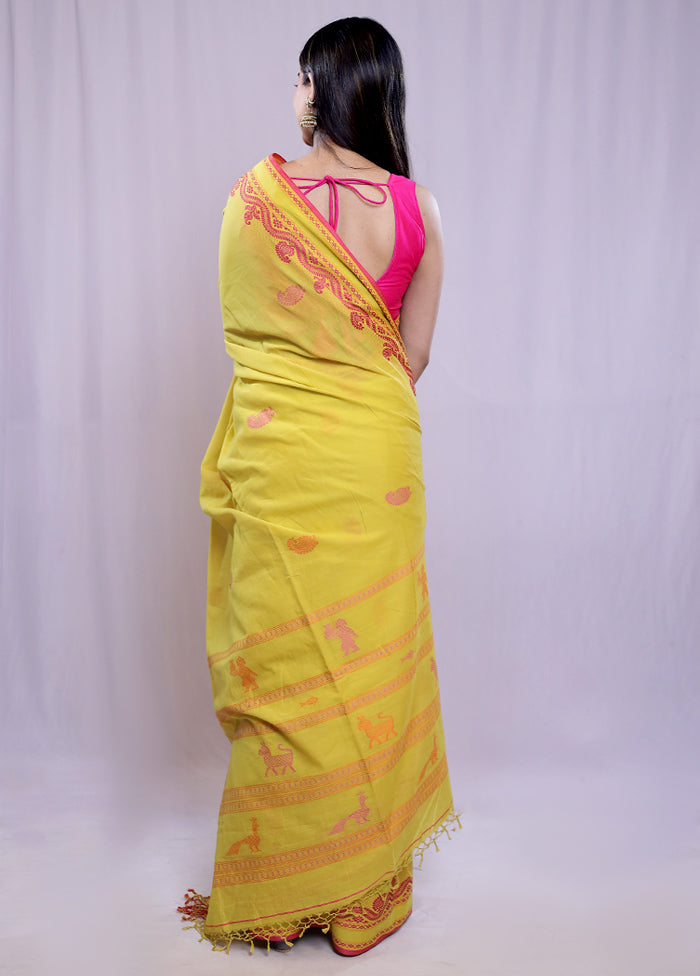 Yellow Matka Silk Saree With Blouse Piece - Indian Silk House Agencies