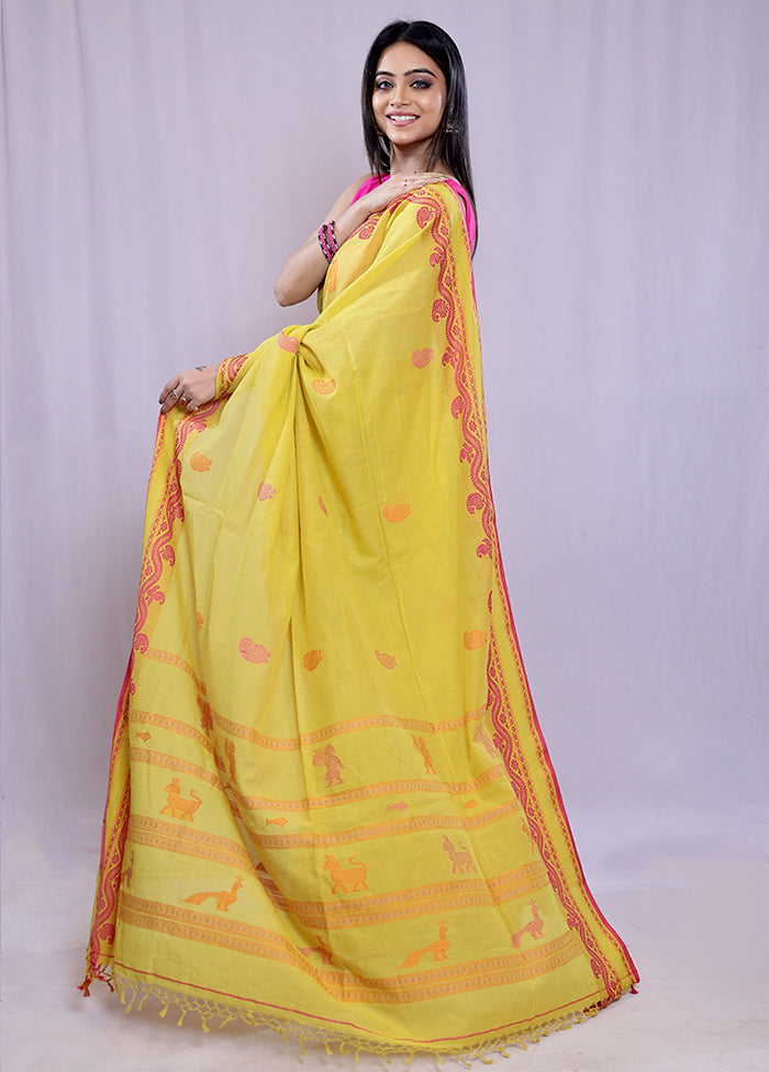 Yellow Matka Silk Saree With Blouse Piece - Indian Silk House Agencies