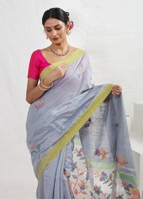 Grey Matka Pure Silk Saree With Blouse Piece - Indian Silk House Agencies