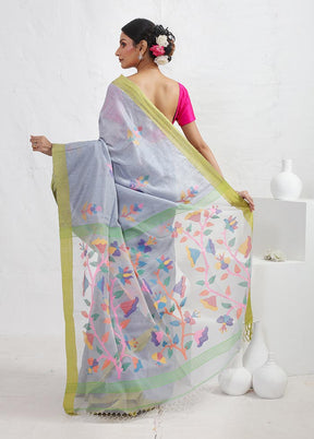 Grey Matka Pure Silk Saree With Blouse Piece - Indian Silk House Agencies