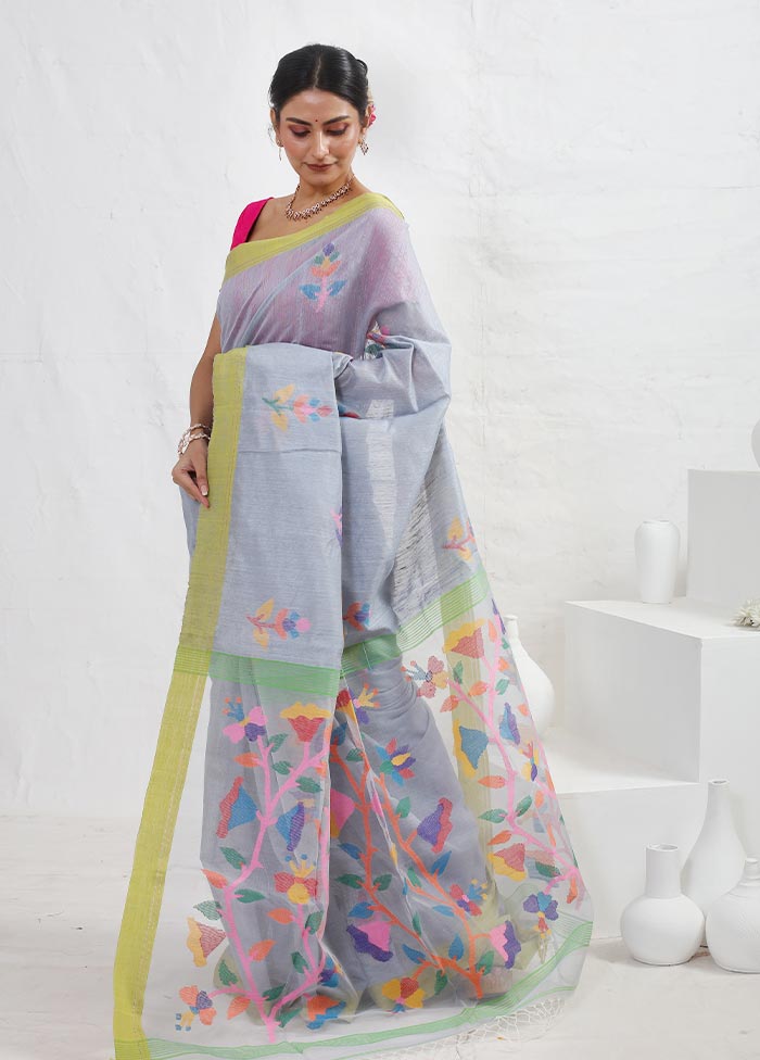 Grey Matka Pure Silk Saree With Blouse Piece - Indian Silk House Agencies