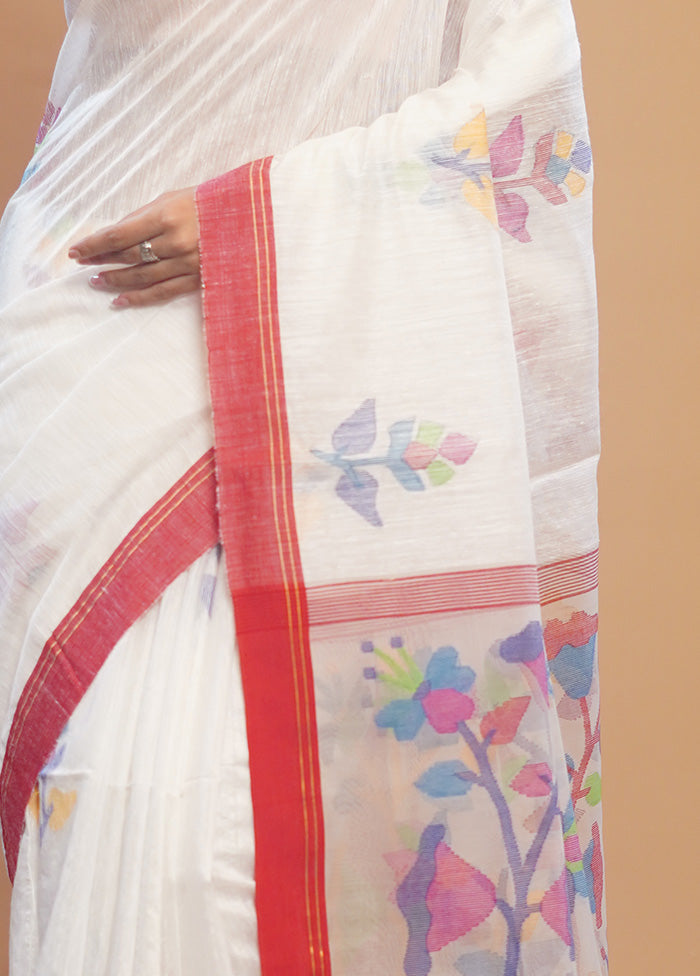 White Matka Pure Silk Saree With Blouse Piece - Indian Silk House Agencies