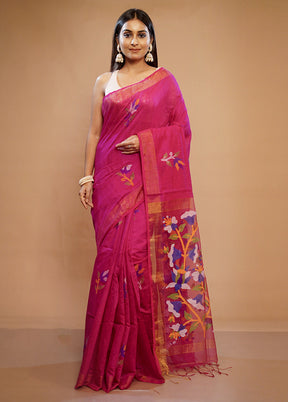 Pink Matka Pure Silk Saree With Blouse Piece - Indian Silk House Agencies