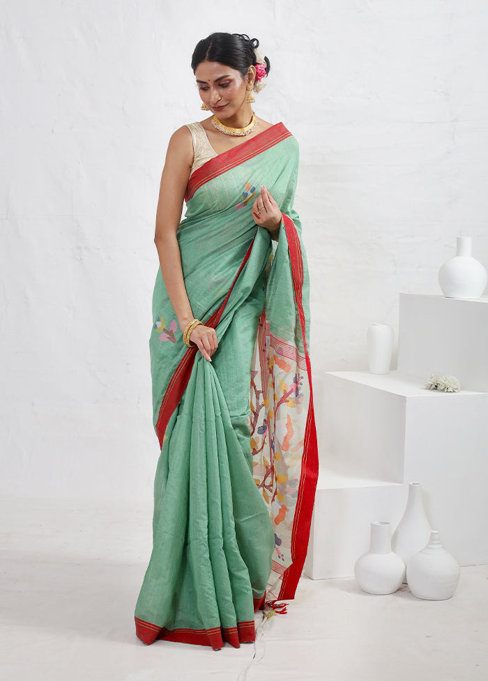 Green Matka Pure Silk Saree With Blouse Piece - Indian Silk House Agencies