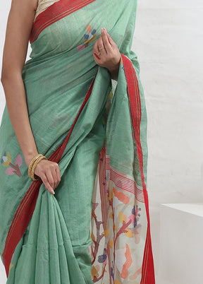 Green Matka Pure Silk Saree With Blouse Piece - Indian Silk House Agencies