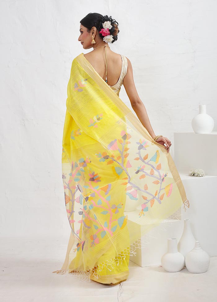 Yellow Matka Pure Silk Saree With Blouse Piece - Indian Silk House Agencies