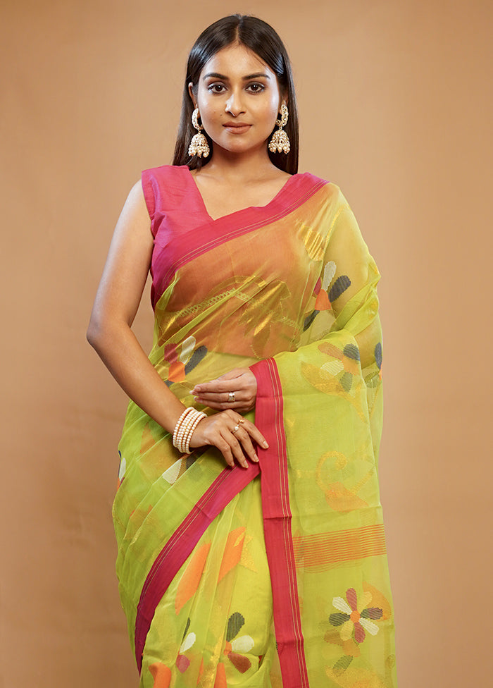 Green Matka Pure Silk Saree With Blouse Piece - Indian Silk House Agencies