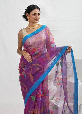 Purple Matka Pure Silk Saree With Blouse Piece - Indian Silk House Agencies