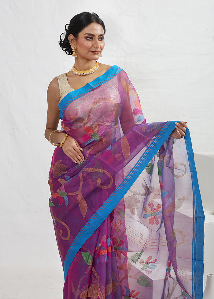 Purple Matka Pure Silk Saree With Blouse Piece - Indian Silk House Agencies