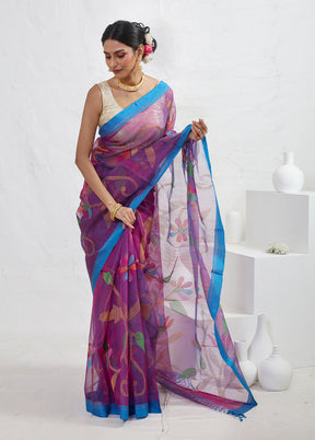 Purple Matka Pure Silk Saree With Blouse Piece - Indian Silk House Agencies