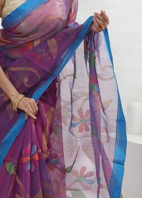 Purple Matka Pure Silk Saree With Blouse Piece - Indian Silk House Agencies