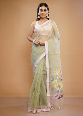 Green Matka Pure Silk Saree With Blouse Piece - Indian Silk House Agencies