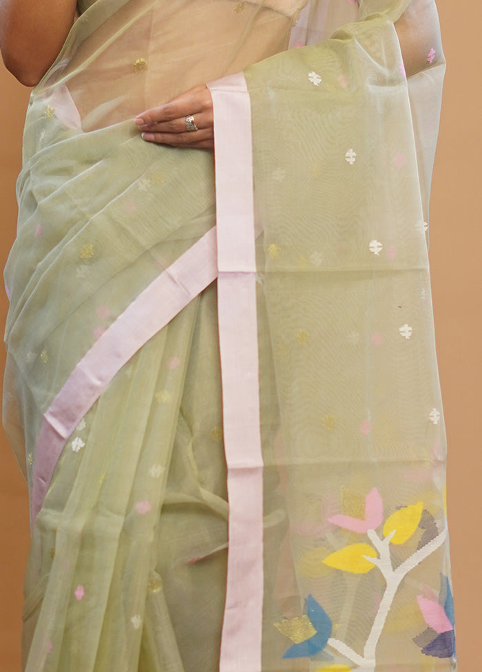 Green Matka Pure Silk Saree With Blouse Piece - Indian Silk House Agencies