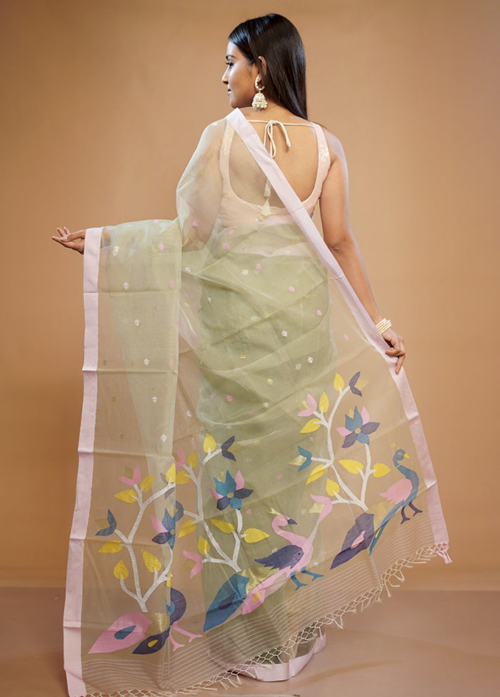 Green Matka Pure Silk Saree With Blouse Piece - Indian Silk House Agencies