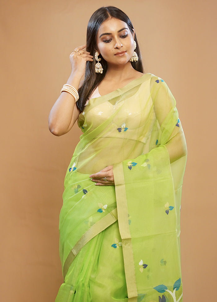 Green Matka Pure Silk Saree With Blouse Piece - Indian Silk House Agencies