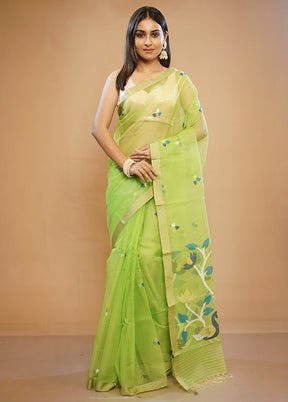 Green Matka Pure Silk Saree With Blouse Piece - Indian Silk House Agencies