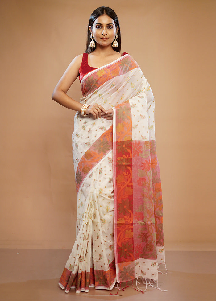 Cream Matka Silk Saree With Blouse Piece - Indian Silk House Agencies