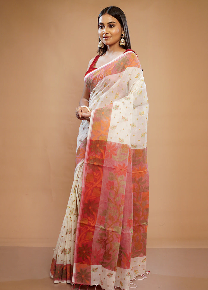 Cream Matka Silk Saree With Blouse Piece - Indian Silk House Agencies