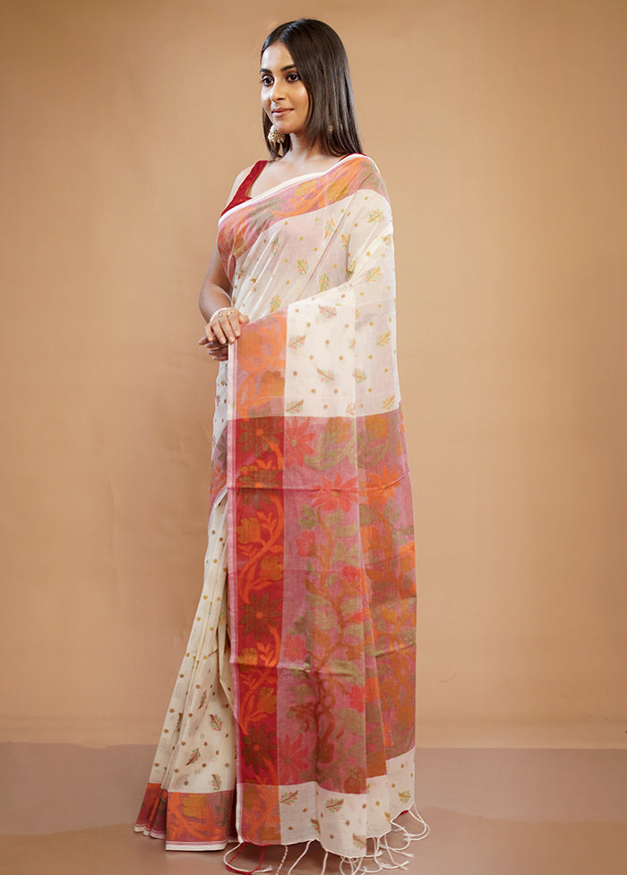 Cream Matka Silk Saree With Blouse Piece - Indian Silk House Agencies