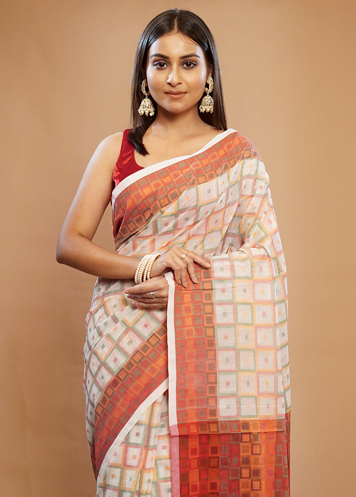 Cream Matka Silk Saree With Blouse Piece - Indian Silk House Agencies