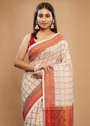 Cream Matka Silk Saree With Blouse Piece - Indian Silk House Agencies