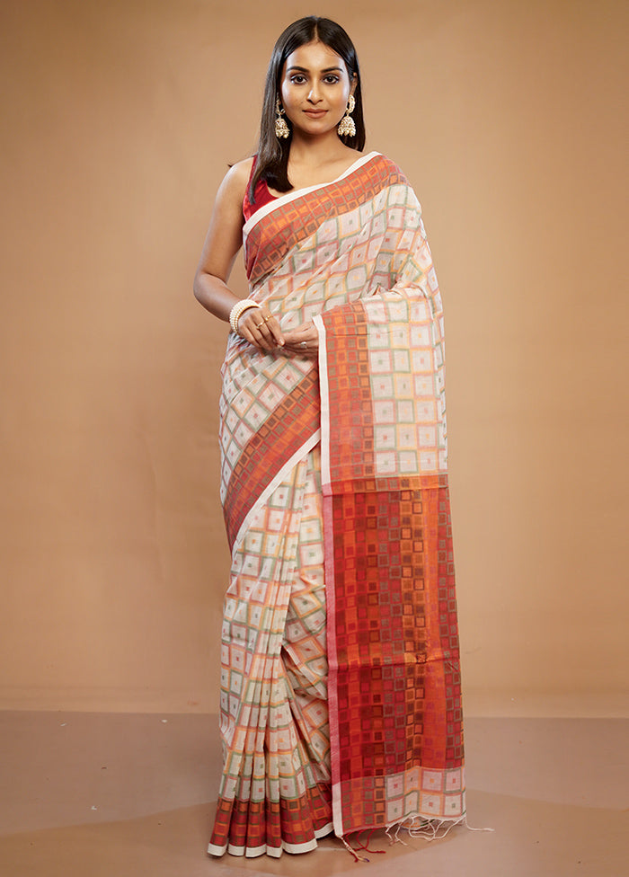 Cream Matka Silk Saree With Blouse Piece - Indian Silk House Agencies