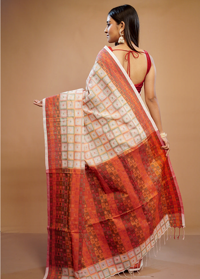 Cream Matka Silk Saree With Blouse Piece - Indian Silk House Agencies