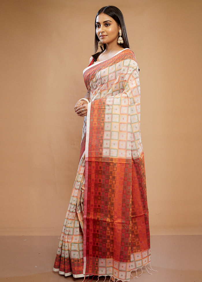 Cream Matka Silk Saree With Blouse Piece - Indian Silk House Agencies